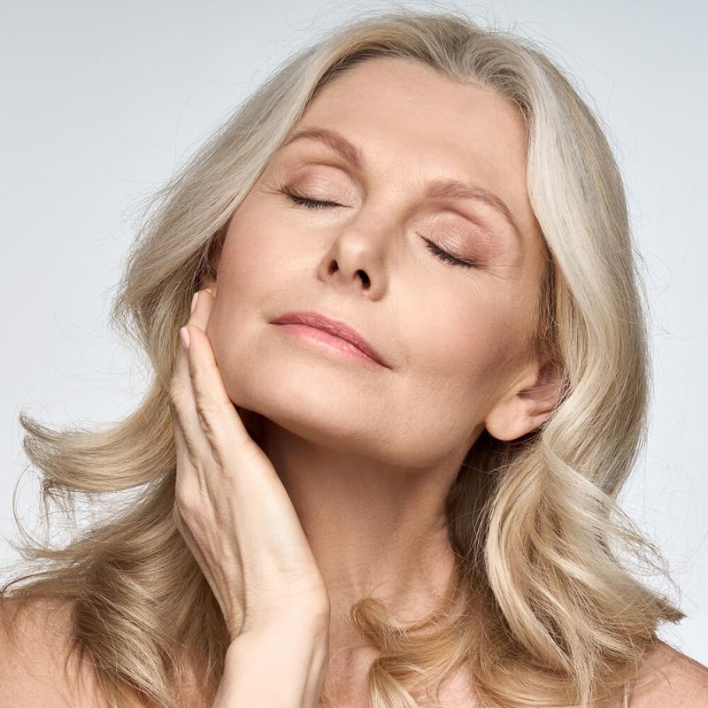 Woman's face with aging skin