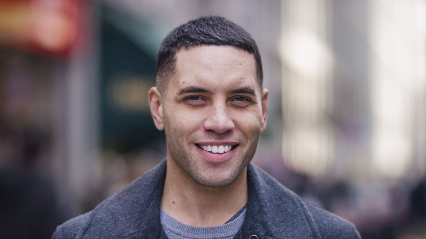 Portrait of attractive male man smiling to camera