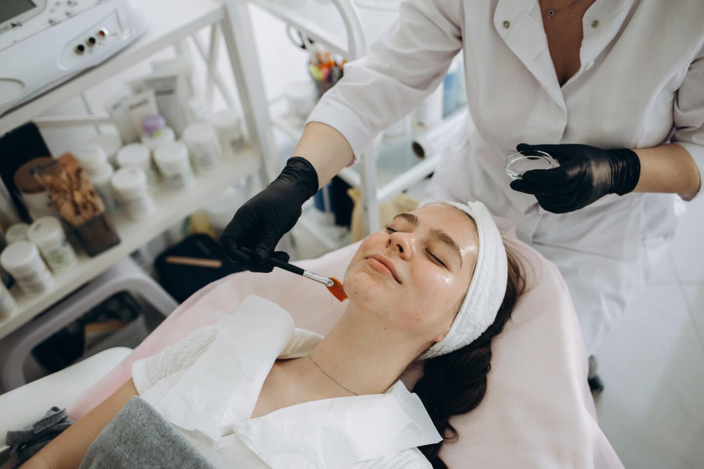 Woman getting a Chemical Peel Face Treatment
